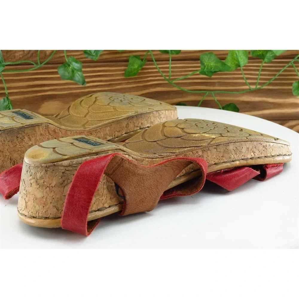 Josef Seibel Sz 40 M Red Ankle Strap Leather Women Sandals_8